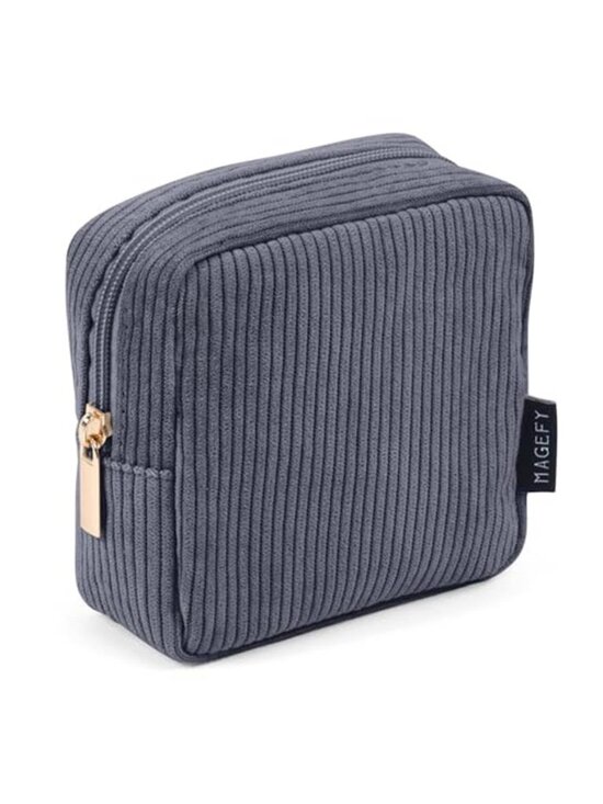 Handbags - Womens Corduroy Makeup Bag Small Cosmetic Pouch Travel Organizer Zipper Toiletry